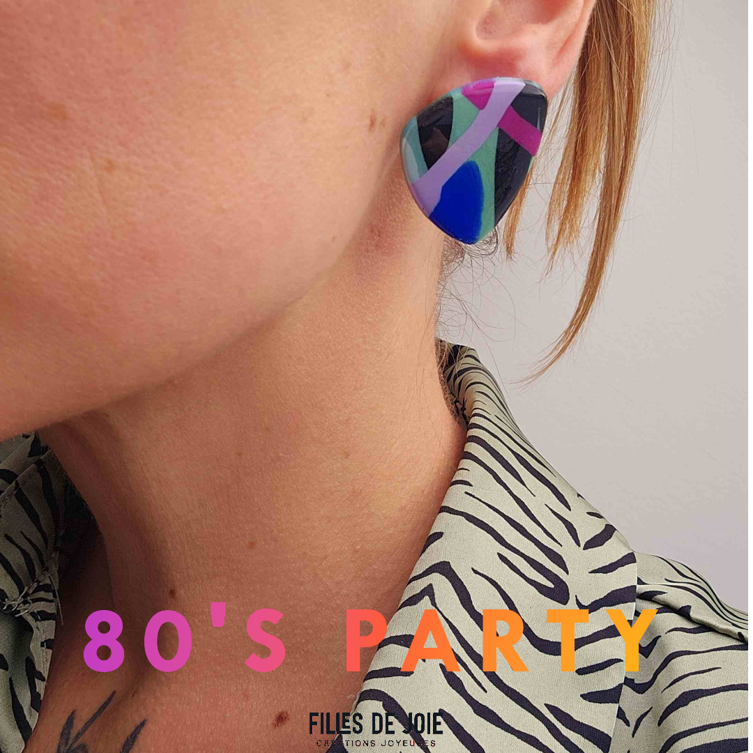 80'S PARTY - Les boucles puces d'oreilles XL - Arty rétro