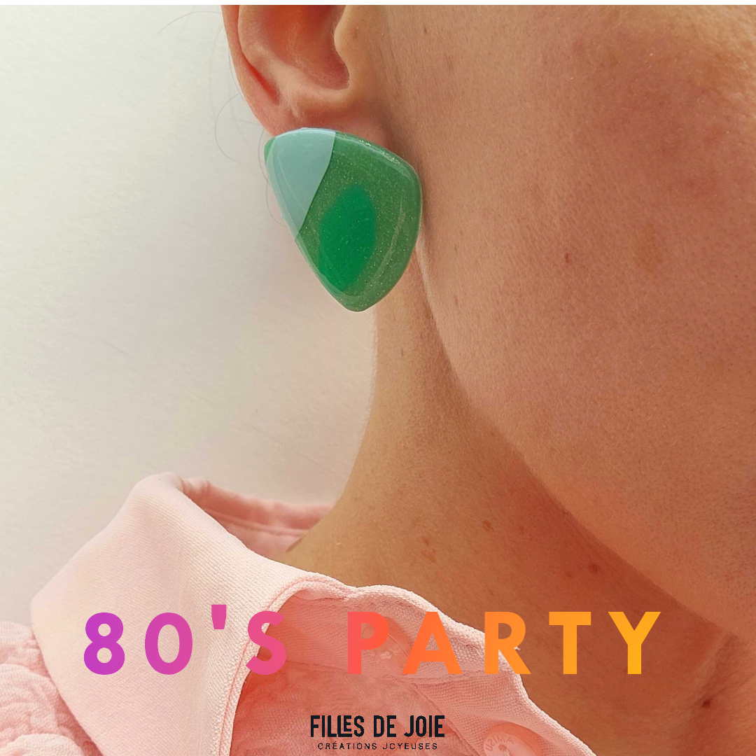 80'S PARTY - Les boucles puces d'oreilles XL - Vert punch