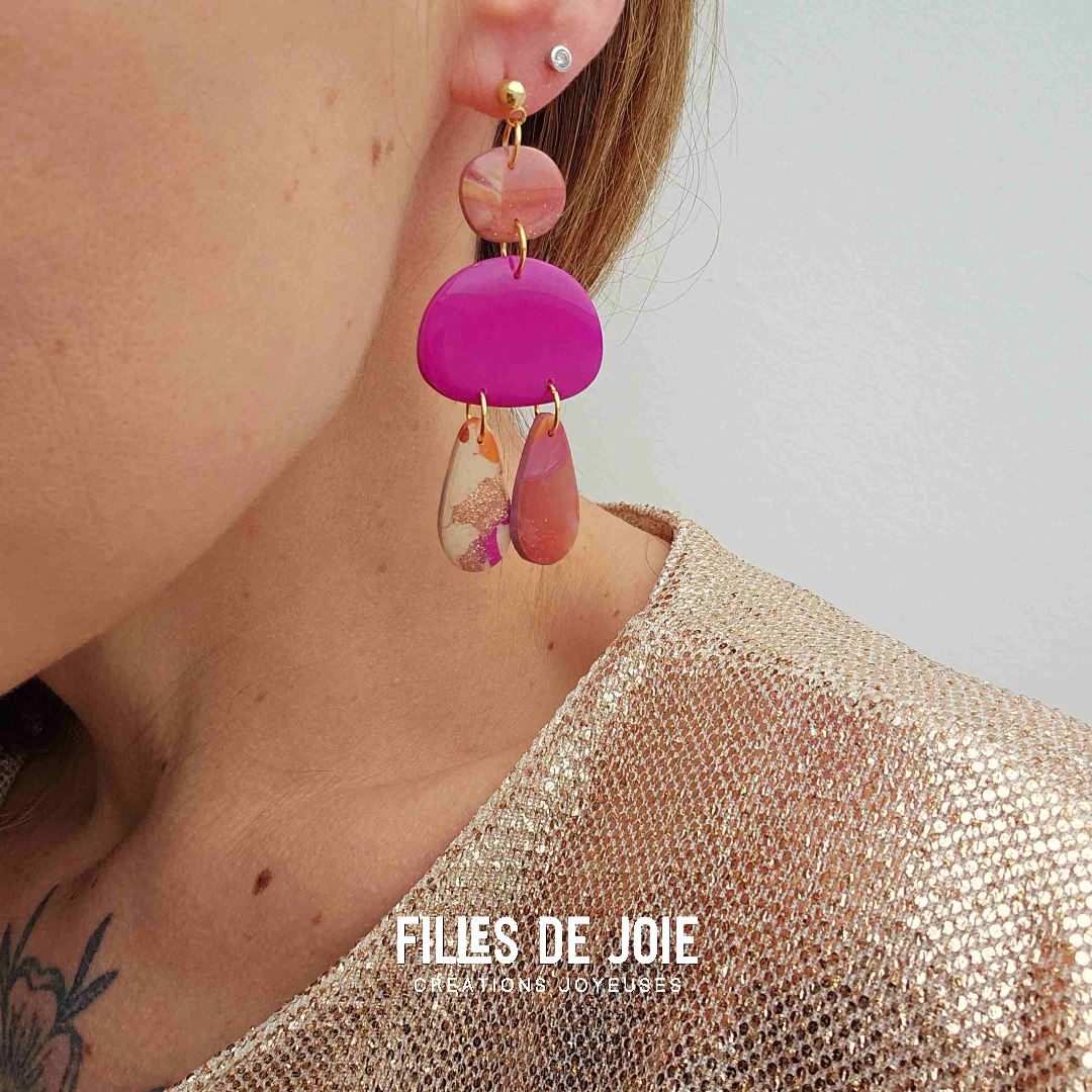 LES AMULETTES - Boucles d'oreilles - Magenta d'amour