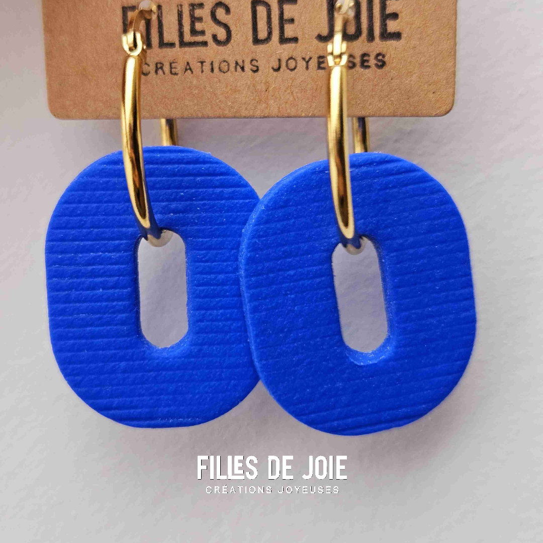 HAPPY PILLS - Boucles d'oreilles interchangeable - Bleu Klein mat structuré