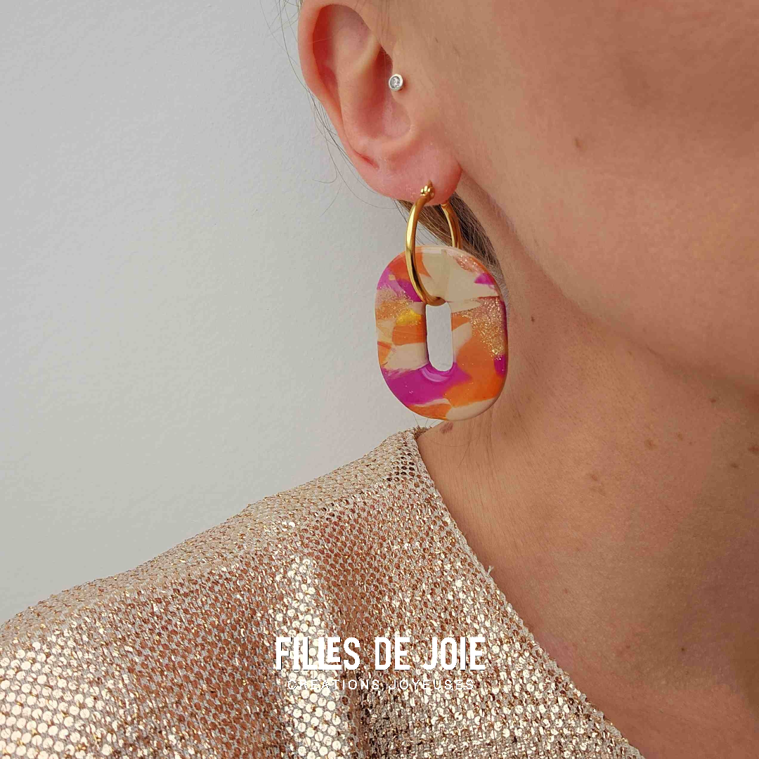 HAPPY PILLS - Boucles d'oreilles interchangeables - Beige vitaminé