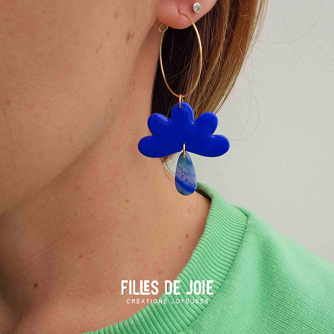 SUR UN NUAGE - Boucles d'oreilles - Rêve bleu