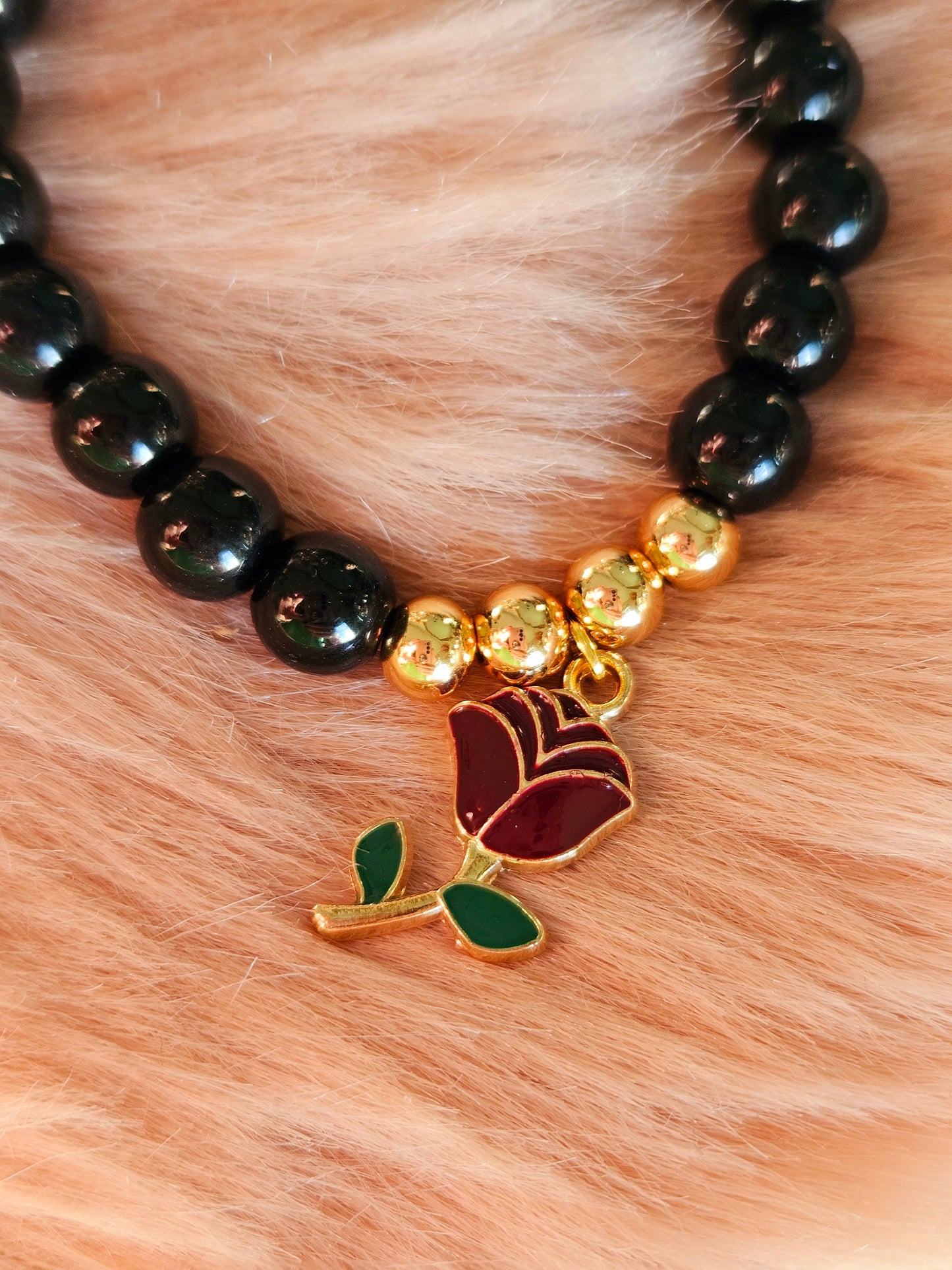 GRIGRIS fleuris - Bracelet noir