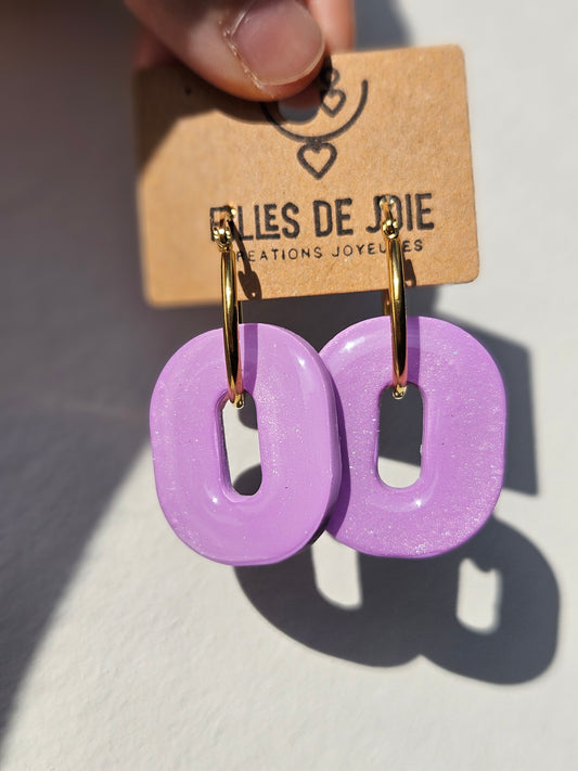 HAPPY PILLS - Boucles d'oreilles interchangeable - Lila nacré