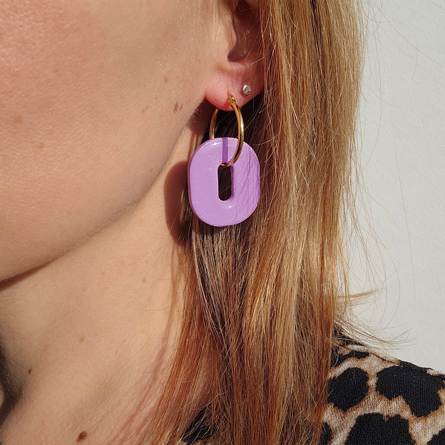 HAPPY PILLS - Boucles d'oreilles interchangeable - Lila nacré