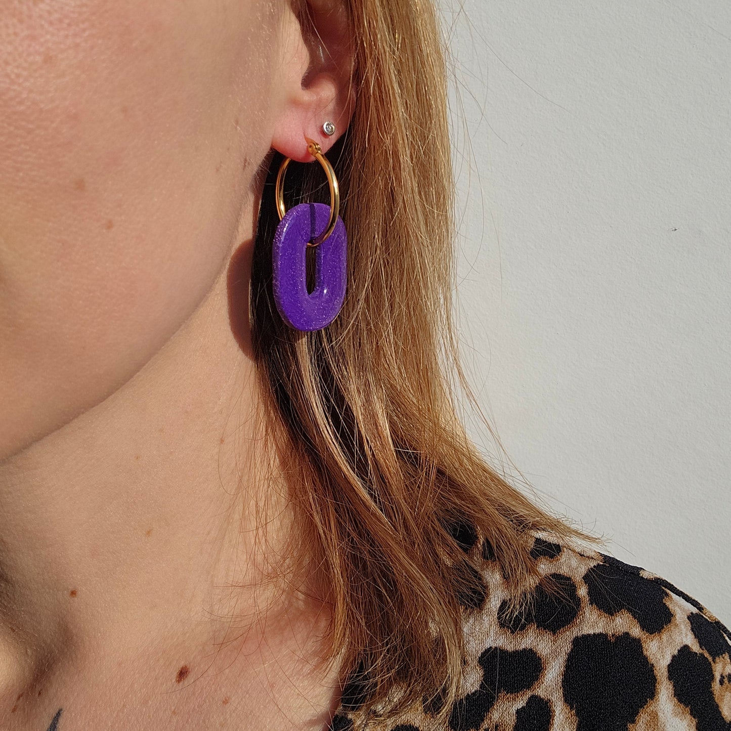 HAPPY PILLS - Boucles d'oreilles interchangeables - Violet pailleté