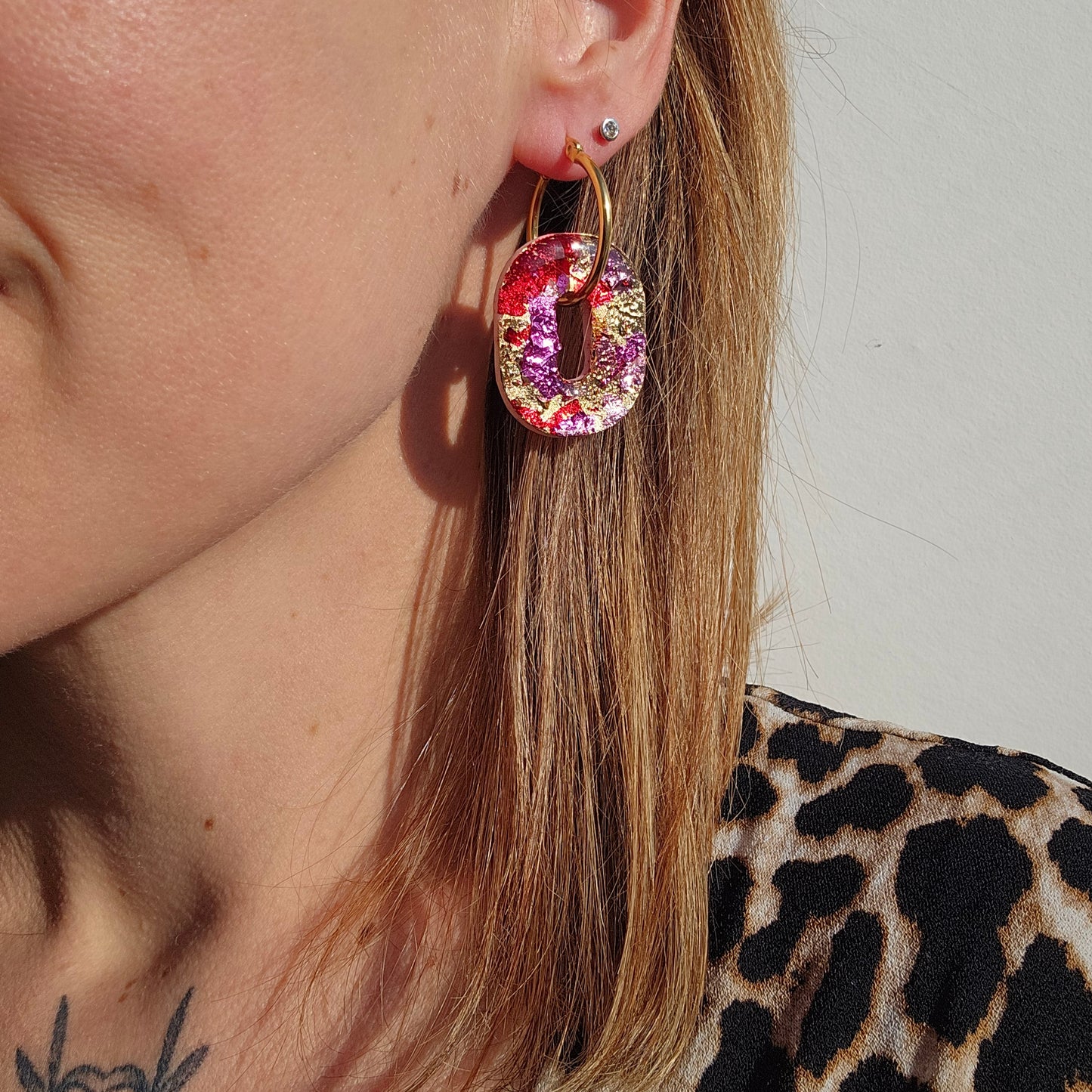 HAPPY PILLS - boucles d'oreilles interchangeable - Arty rose