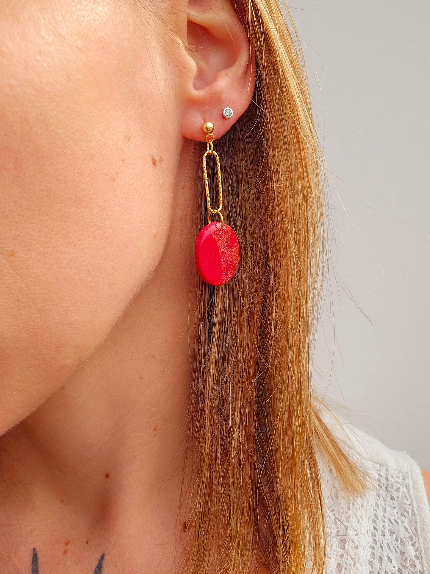 LES MINI-BELLES- Boucles d'oreilles - Rouge passionné