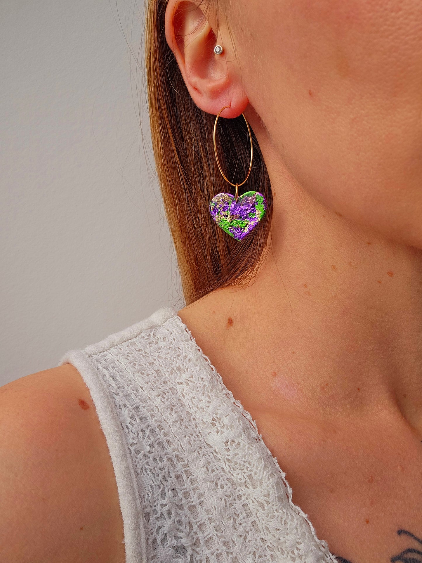 QUE DU LOVE - Boucles d'oreilles - Coeur arlequin