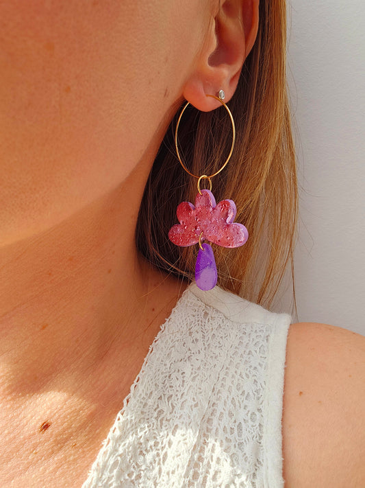 SUR UN NUAGE - Boucles d'oreilles - Lila rosé