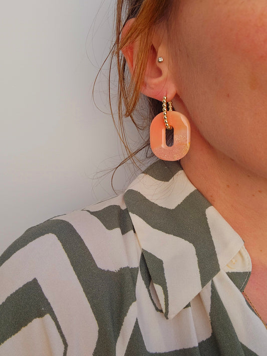 HAPPY PILLS L - Boucles d'oreilles interchangeables - Marbré pêche