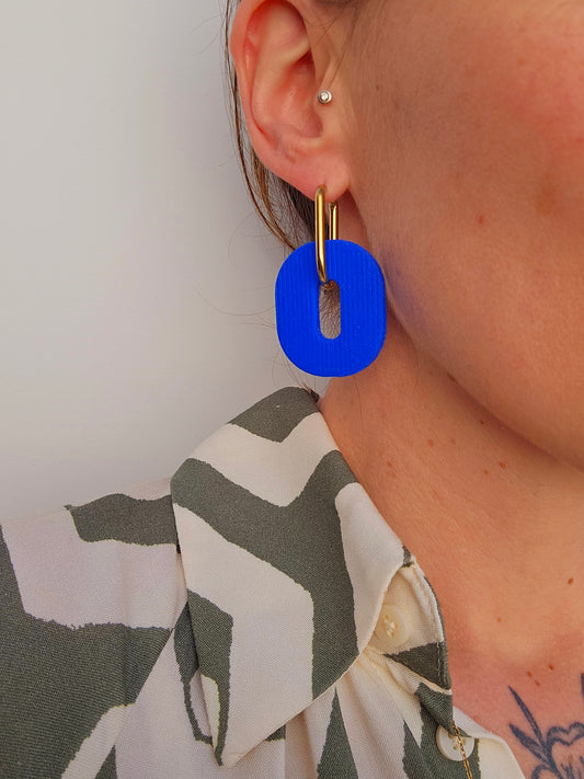HAPPY PILLS XL - Boucles d'oreilles interchangeables - Bleu mat ligné