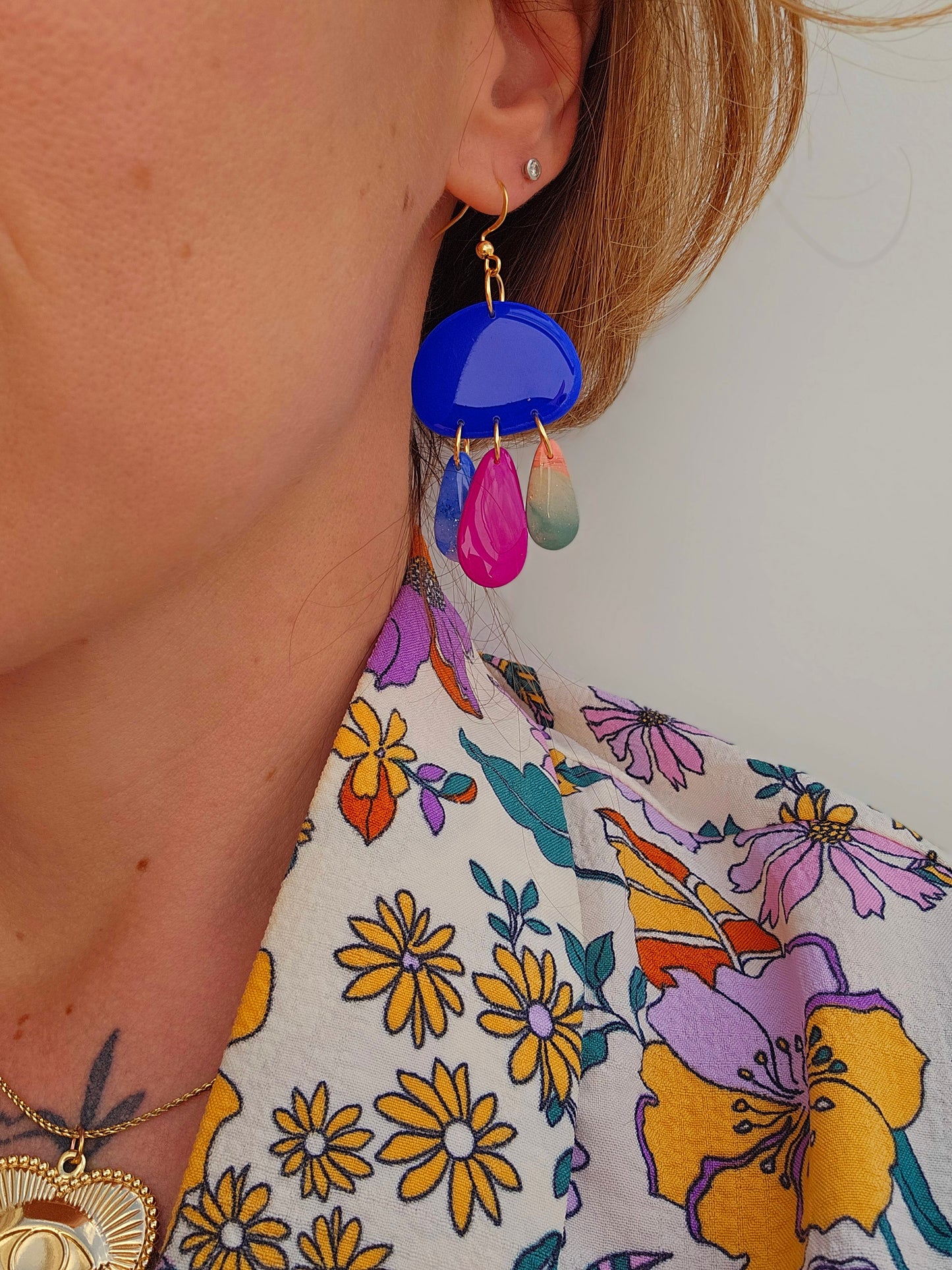 LES AMULETTES - Boucles d'oreilles - Bleu profond