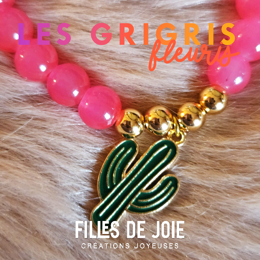 GRIGRIS fleuris - Bracelet rose pétillant