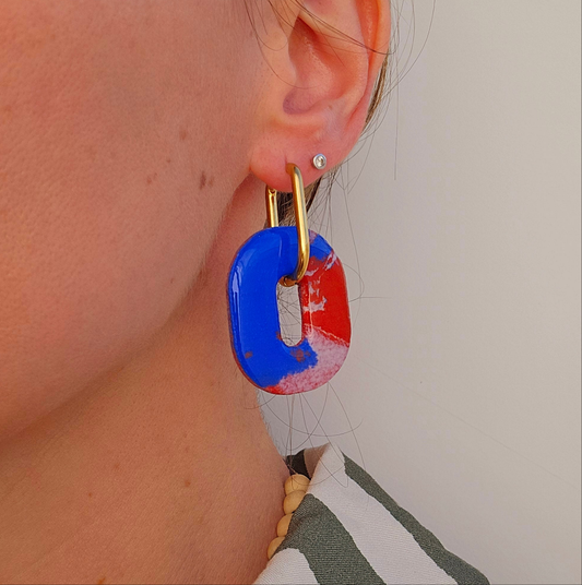 HAPPY PILLS XL - Boucles d'oreilles interchangeables - Bleu et Terracota