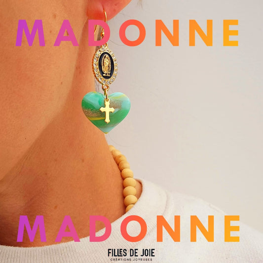 MADONNE - Boucles d'oreilles - Marbre vert