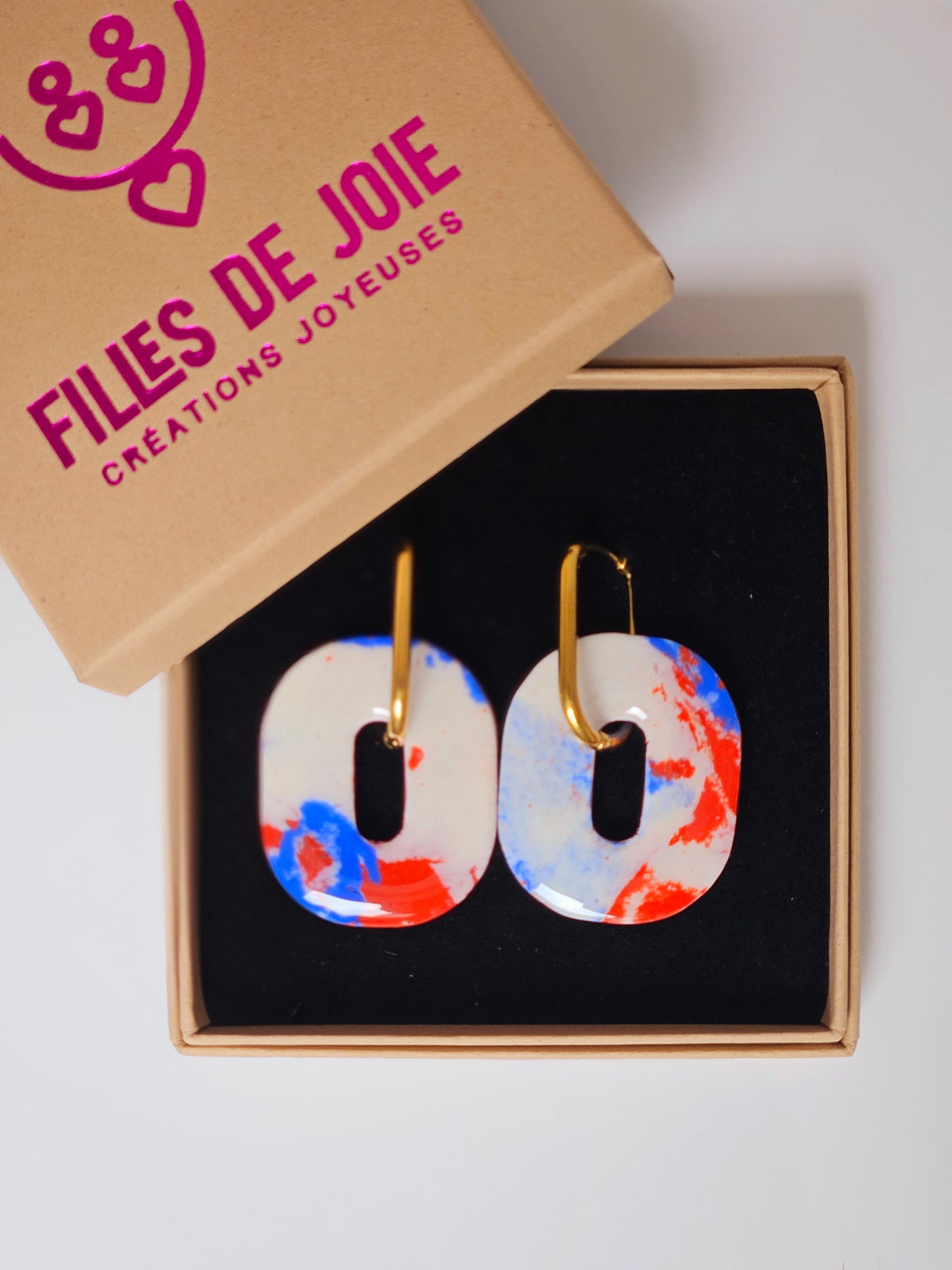 HAPPY PILLS XL - Boucles d'oreilles interchangeables - Bleu et Terracota