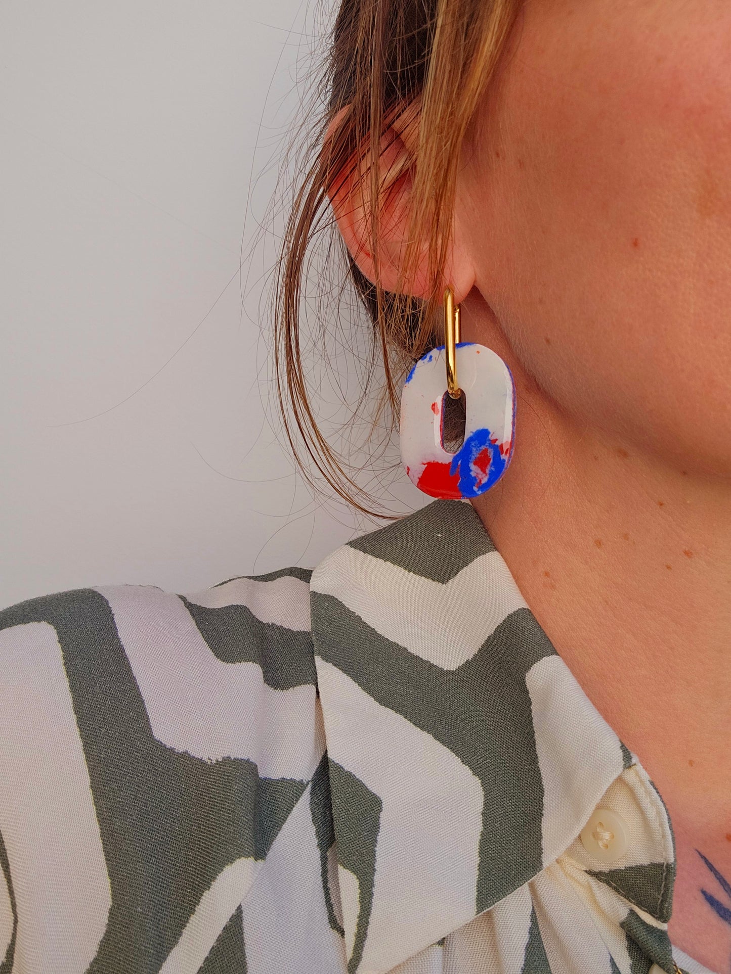 HAPPY PILLS XL - Boucles d'oreilles interchangeables - Bleu et Terracota