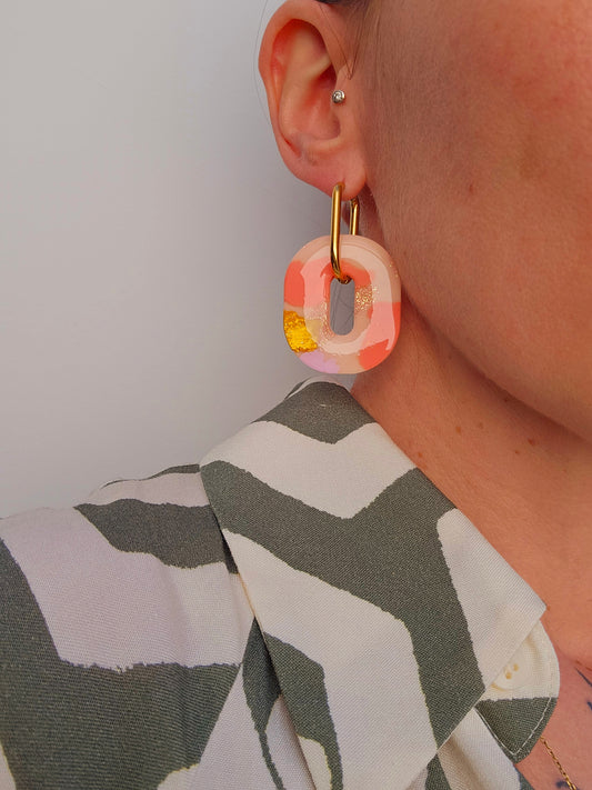 HAPPY PILLS XL - Boucles d'oreilles interchangeables - Rosé et pêche