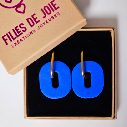 HAPPY PILLS XL - Boucles d'oreilles interchangeables - Bleu mat ligné
