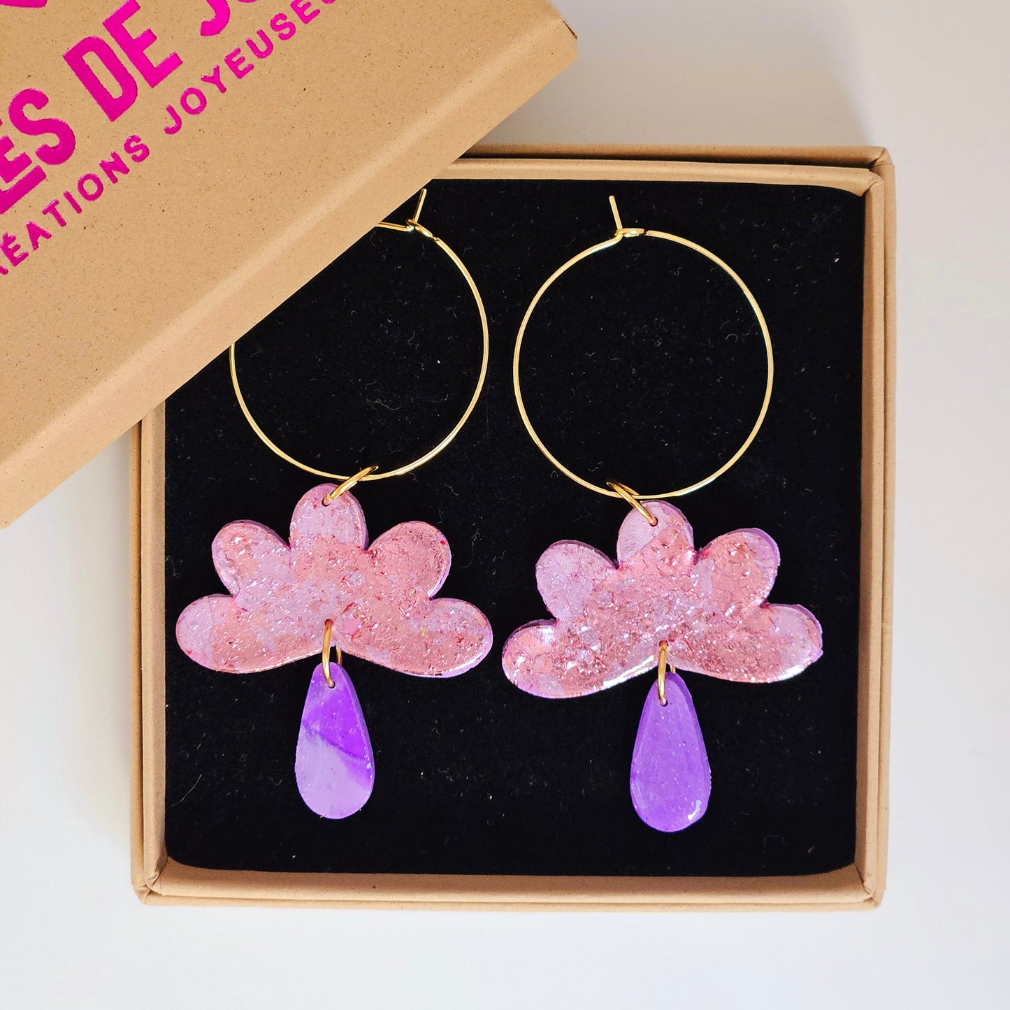 SUR UN NUAGE - Boucles d'oreilles - Lila rosé