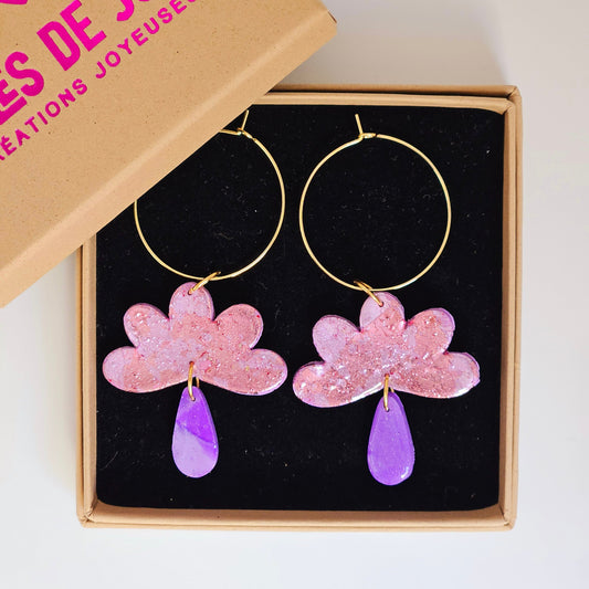 SUR UN NUAGE - Boucles d'oreilles - Lila rosé
