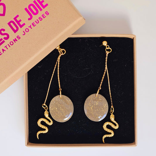 WITCH - Boucles d'oreilles - Kaki et doré
