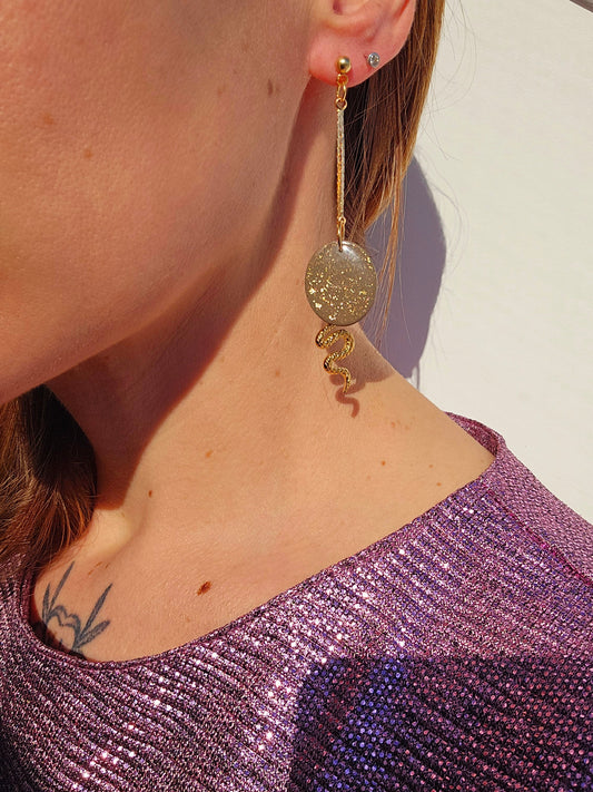 WITCH - Boucles d'oreilles - Kaki et doré