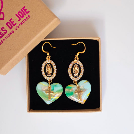 MADONNE - Boucles d'oreilles - Marbre vert