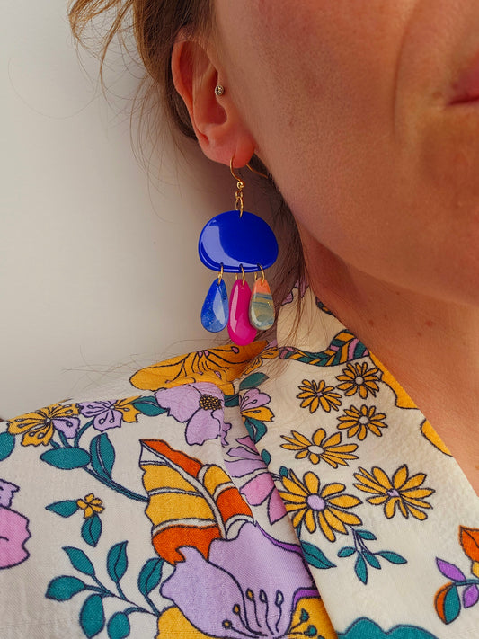 LES AMULETTES - Boucles d'oreilles - Bleu profond