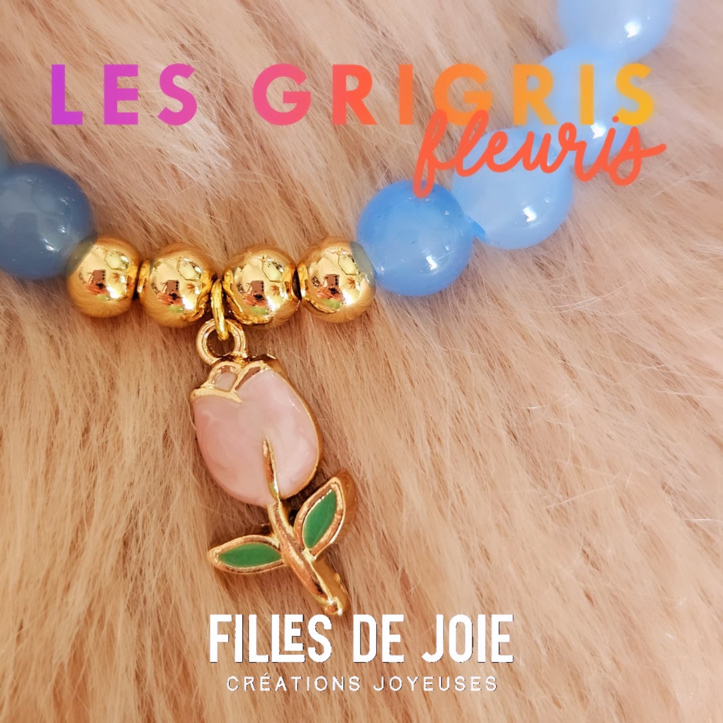 GRIGRIS fleuris - Bracelet bleu