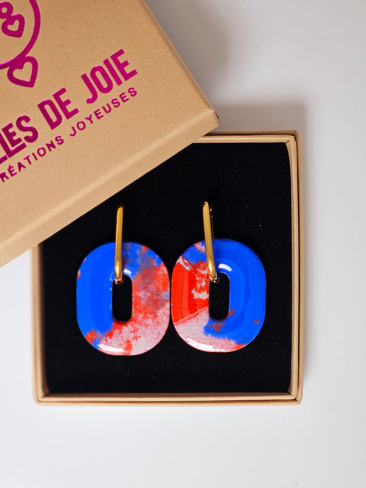HAPPY PILLS XL - Boucles d'oreilles interchangeables - Bleu et Terracota