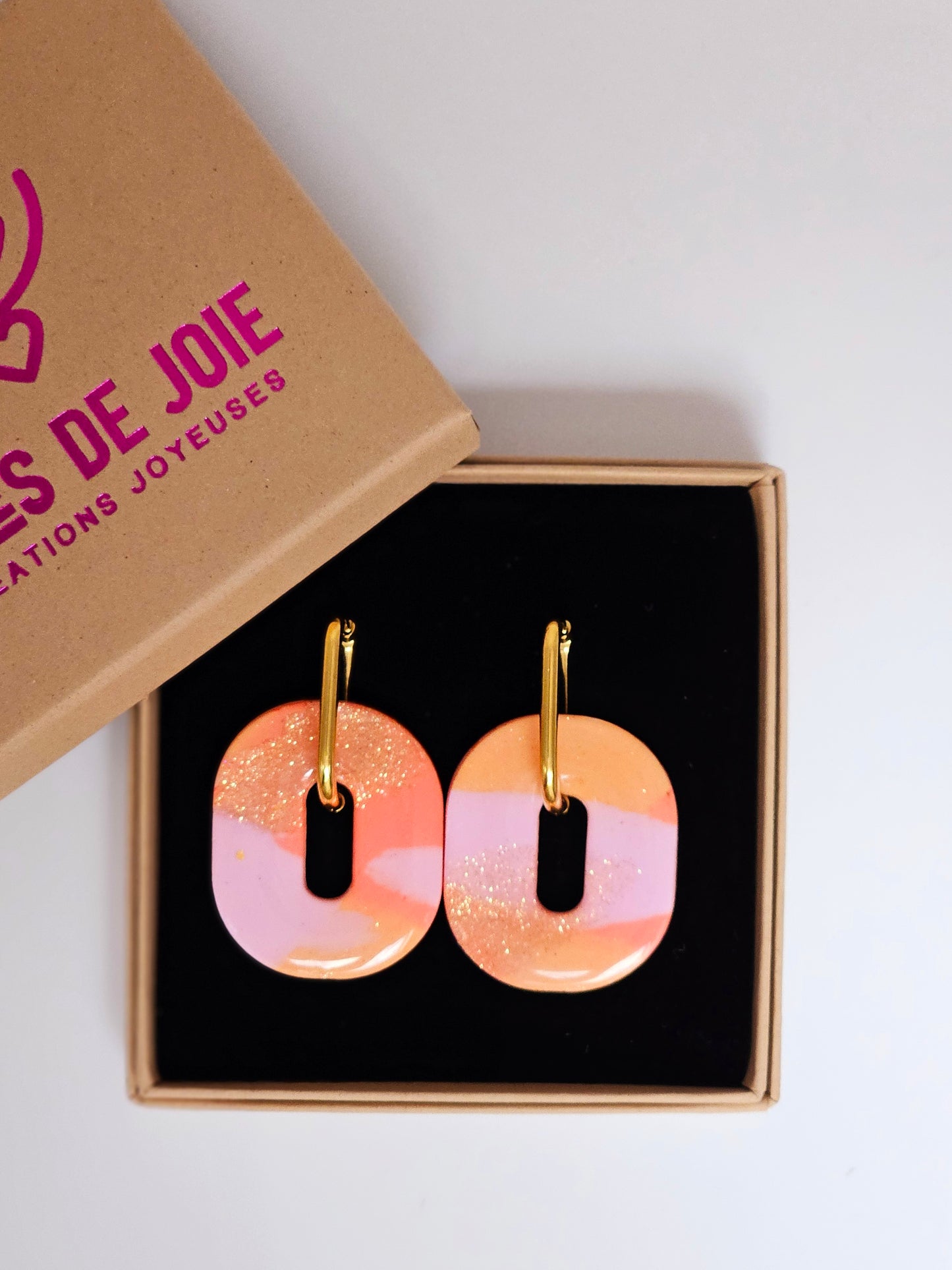 HAPPY PILLS - Boucles d'oreilles interchangeables - Orange et pêche