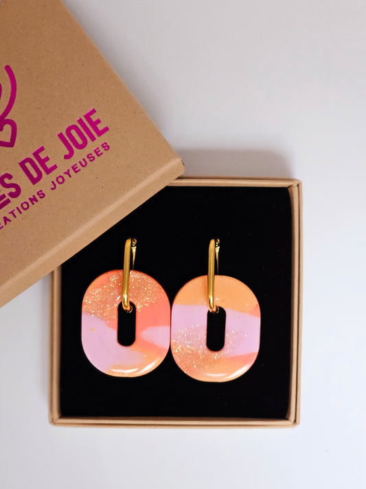 HAPPY PILLS - Boucles d'oreilles interchangeables - Orange et pêche