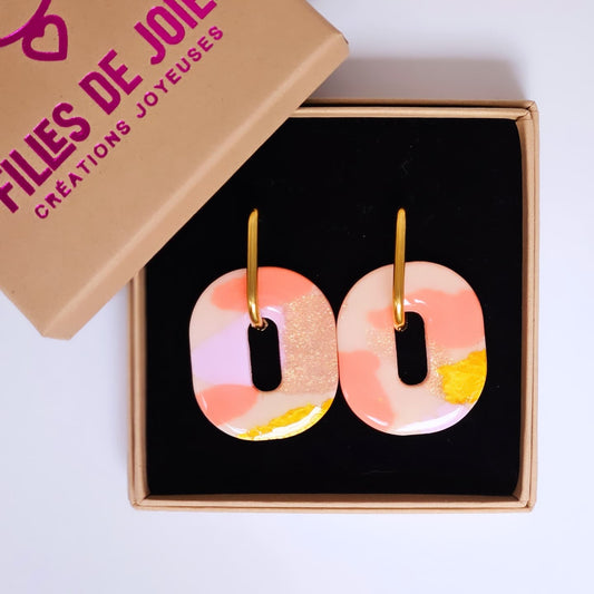 HAPPY PILLS XL - Boucles d'oreilles interchangeables - Rosé et pêche